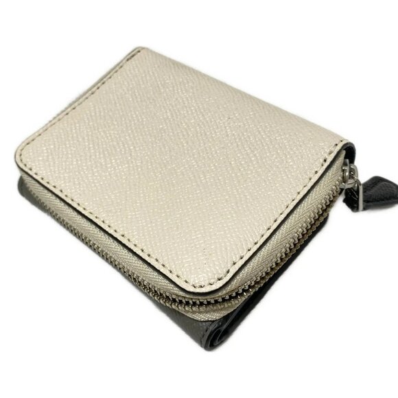 Auth COACH Small tri-fold wallet color block 2923 Gray White Leather - Picture 4 of 7